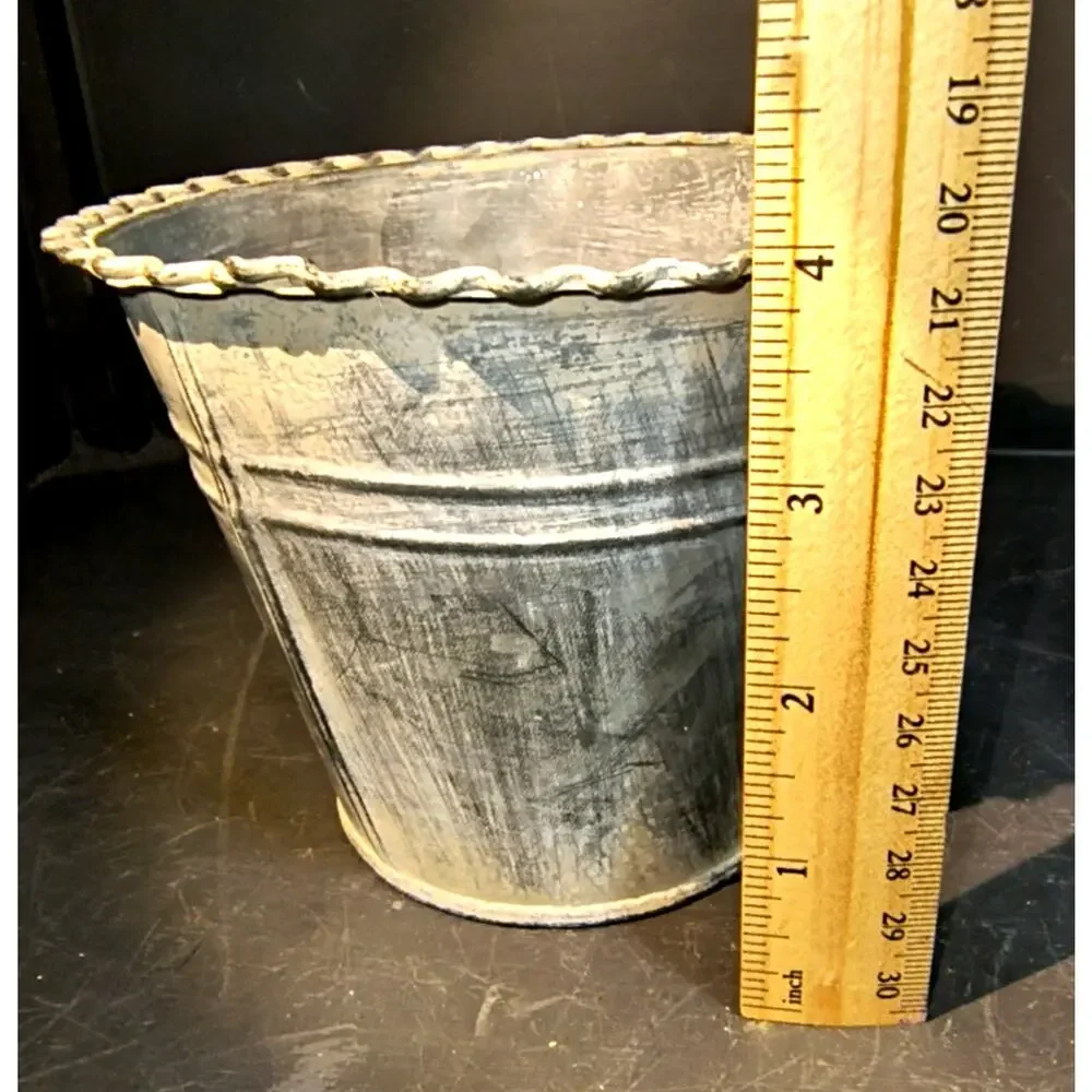 1762. Antique French Style Metal Planter Bucket